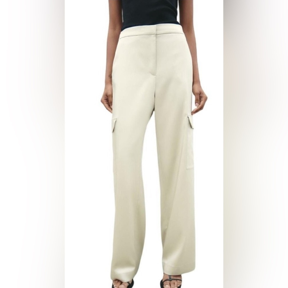 Zara Beige Wide-Leg Cargo Pants